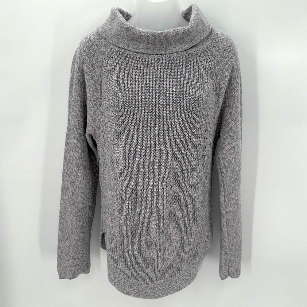 3/$15 LOFT Outlet Sweater Women M Cowl Neck Scoop Hem Pastel Knit Cotton Casual